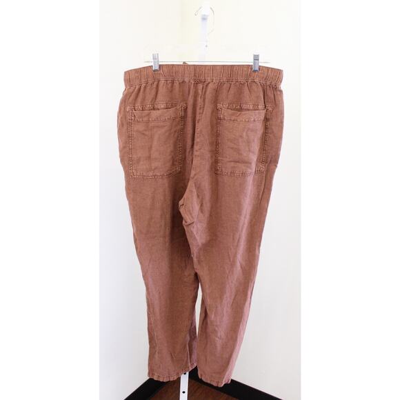 Pilcro Anthropologie Rust Brown Linen Blend Drawstring Ankle Pants Size L Crop - Picture 8 of 8